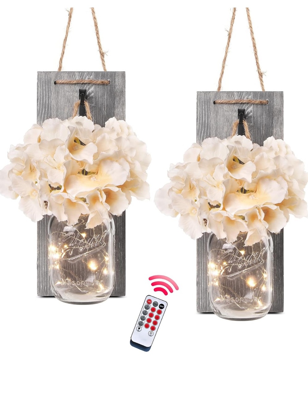 Rustic Mason Jar Light Wall Sconces, Set of Two, NIB